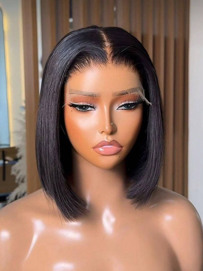 Bresilienne 10"Brazilian Hair Glueless Frontal Lace Short Straight Bob Wig